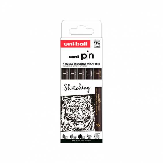 Rotulador uniball pin sketching color negro blister de 5 unidades - 302422080