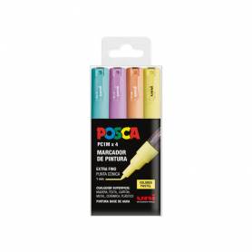 Rotulador uni posca pc-1m marcador de pintura punta extrafina 0,7 mm blister de 4 unidades colores pastel - 182634849