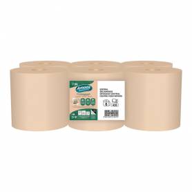 Papel secamanos amoos naturally soft 2 capas pasta cruda paquete de 6 rollos 125 m - J661361