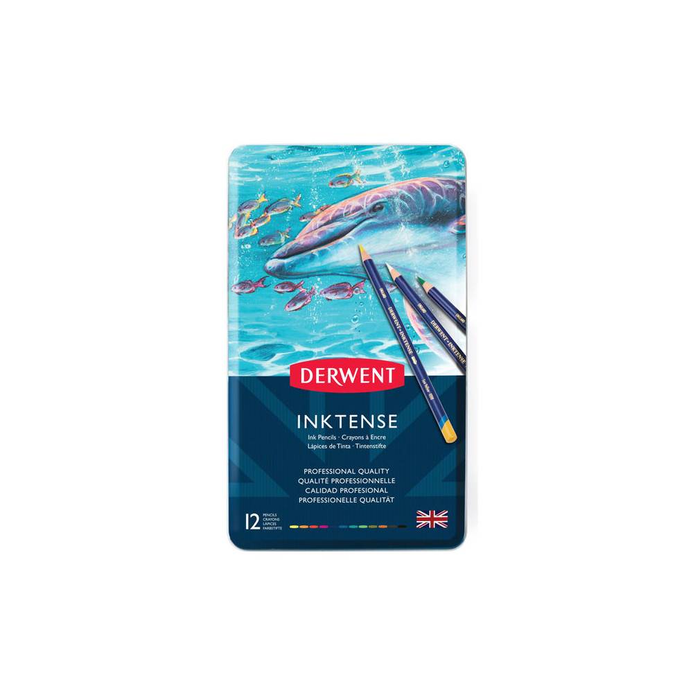 Lapices de colores derwent inktense acuarelable caja metalica de 12 unidades colores surtidos - 700928