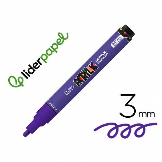Rotulador liderpapel acrylic base agua todo tipo de superficie punta redonda 3 mm purpura - RT79