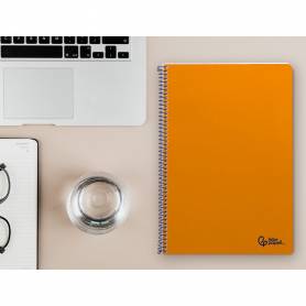 Cuaderno espiral liderpapel din a4 smart tapa blanda 80h 75gr rayado horizontal con margen color naranja - BF150