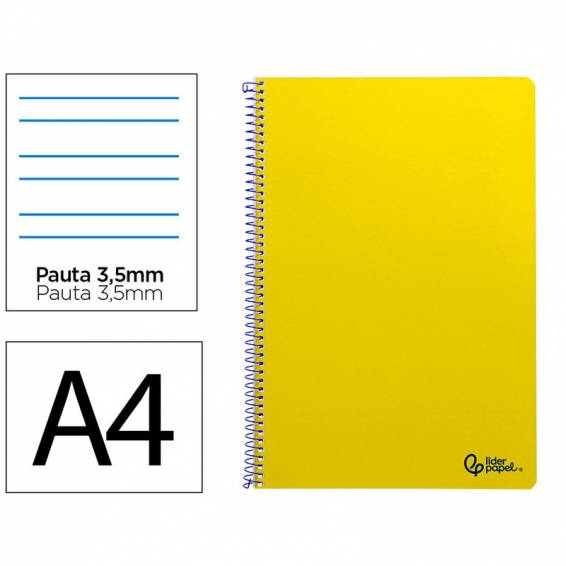 Cuaderno espiral liderpapel din a4 smart tapa blanda 80h 75gr pauta 3,5mm con margen color amarillo - BF160 Cuaderno espiral liderpapel din a4 smart tapa blanda 80h 75gr pauta 3,5mm con margen color amarillo - BF160