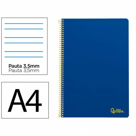 Cuaderno espiral liderpapel din a4 smart tapa blanda 80h 75gr pauta 3,5mm con margen color azul oscuro - BF161 Cuaderno espiral liderpapel din a4 smart tapa blanda 80h 75gr pauta 3,5mm con margen color azul oscuro - BF161