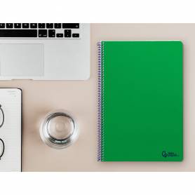 Cuaderno espiral liderpapel din a4 smart tapa blanda 80h 75gr pauta 3,5mm con margen color verde - BF165