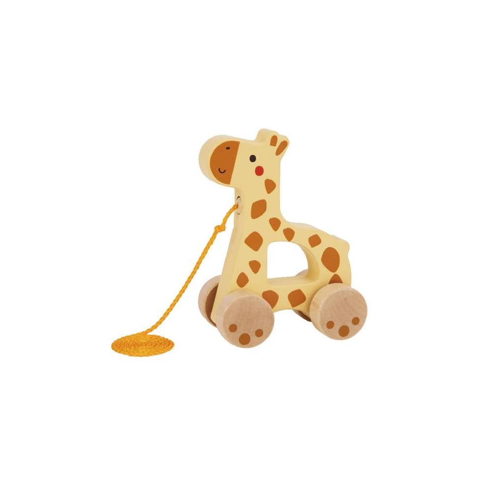 Juego infantil imaginovo madera jirafa para arrastrar con ruedas +12 meses 16x12x5,4cm - TJ009A