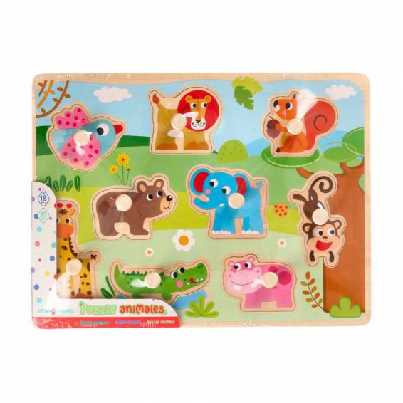 Puzle infantil imaginovo madera animales +18 meses 9 piezas 30x22,5x1,5cm - TY857