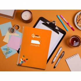 Cuaderno espiral liderpapel di n a4 pautaguia tapa blanda 80h 75 gr cuadro pautado 3mm color naranja - BF109