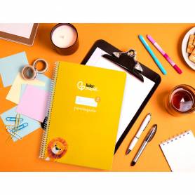 Cuaderno espiral liderpapel di n a4 pautaguia tapa blanda 80h 75 gr cuadro pautado 4mm color amarillo - BF112