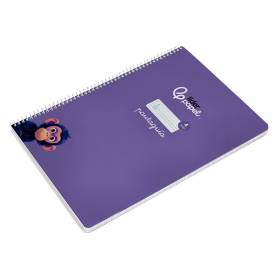 Cuaderno espiral liderpapel di n a4 pautaguia tapa blanda 80h 75 gr cuadro pautado 4mm color lila - BF114