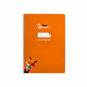 Cuaderno espiral liderpapel di n a4 pautaguia tapa blanda 80h 75 gr cuadro pautado 4mm color naranja - BF115