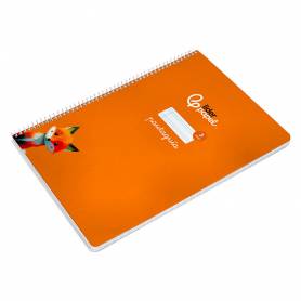 Cuaderno espiral liderpapel di n a4 pautaguia tapa blanda 80h 75 gr cuadro pautado 4mm color naranja - BF115