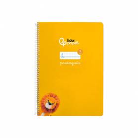 Cuaderno espiral liderpapel di n a4 pautaguia tapa blanda 80h 75 gr cuadro pautado 5mm color amarillo - BF118
