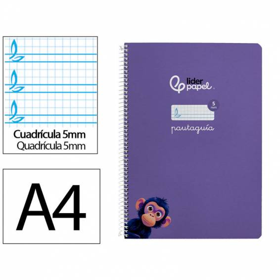 Cuaderno espiral liderpapel di n a4 pautaguia tapa blanda 80h 75 gr cuadro pautado 5mm color lila - BF120 Cuaderno espiral liderpapel di n a4 pautaguia tapa blanda 80h 75 gr cuadro pautado 5mm color lila - BF120