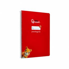 Cuaderno espiral liderpapel di n a4 pautaguia tapa blanda 80h 75 gr cuadro pautado 5mm color rojo - BF122