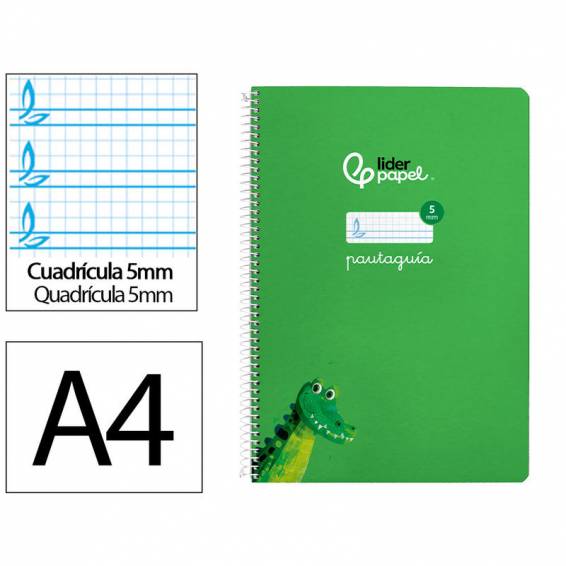 Cuaderno espiral liderpapel di n a4 pautaguia tapa blanda 80h 75 gr cuadro pautado 5mm color verde - BF123 Cuaderno espiral liderpapel di n a4 pautaguia tapa blanda 80h 75 gr cuadro pautado 5mm color verde - BF123