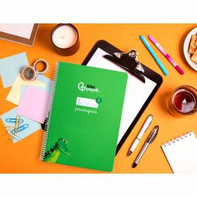 Cuaderno espiral liderpapel di n a4 pautaguia tapa blanda 80h 75 gr cuadro pautado 5mm color verde - BF123