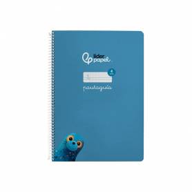 Cuaderno espiral liderpapel din a4 pautaguia tapa dura 80h 90 gr cuadro pautado 4mm color azul - BF137