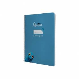 Cuaderno espiral liderpapel din a4 pautaguia tapa dura 80h 90 gr cuadro pautado 4mm color azul - BF137