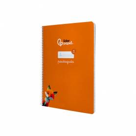 Cuaderno espiral liderpapel din a4 pautaguia tapa dura 80h 90 gr cuadro pautado 4mm color naranja - BF139
