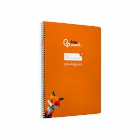 Cuaderno espiral liderpapel din a4 pautaguia tapa dura 80h 90 gr cuadro pautado 4mm color naranja - BF139