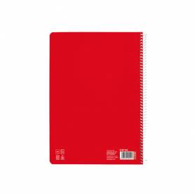 Cuaderno espiral liderpapel din a4 pautaguia tapa dura 80h 90 gr cuadro pautado 4mm color rojo - BF140