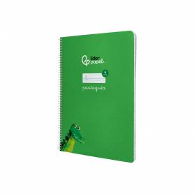 Cuaderno espiral liderpapel din a4 pautaguia tapa dura 80h 90 gr cuadro pautado 4mm color verde - BF141