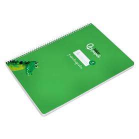 Cuaderno espiral liderpapel din a4 pautaguia tapa dura 80h 90 gr cuadro pautado 4mm color verde - BF141