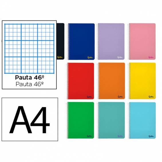 Cuaderno espiral liderpapel din a4 smart tapa blanda 80h 75gr rayado nº46 colores surtidos - BF09