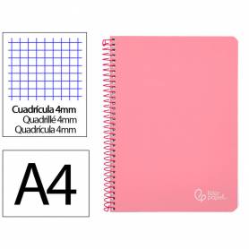 Cuaderno espiral liderpapel din a4 witty tapa dura 80h 90gr cuadro 4mm con margen color rosa - BF73