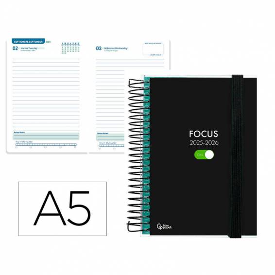 Agenda escolar liderpapel 25-26 espiral personalizable dia pagina a5 bilingüe papel fsc 70 gr - LP569 Agenda escolar liderpapel 25-26 espiral personalizable dia pagina a5 bilingüe papel fsc 70 gr - LP569