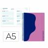 Agenda escolar 25-26 liderpapel espiral waves morado semana vista a5 bilingüe papelfsc 80 gr - LP575