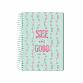 Agenda escolar liderpapel 25-26 espiral petite lineas semana vista a5 bilingüe papelfsc 80 gr - LP590