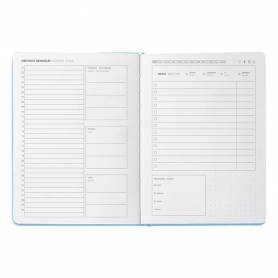 Agenda escolar antartik 25-26 encuadernada go! simil piel azul semana vista a5 bilingüe papel fsc 80 gr - LP660