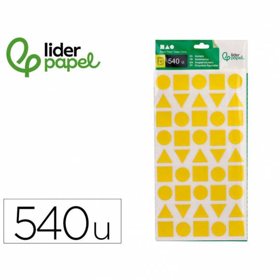 Gomets liderpapel figuras surtidas bolsa de 12 hojas figuras geometricas medianas colores surtidos - GT04 Gomets liderpapel figuras surtidas bolsa de 12 hojas figuras geometricas medianas colores surtidos - GT04