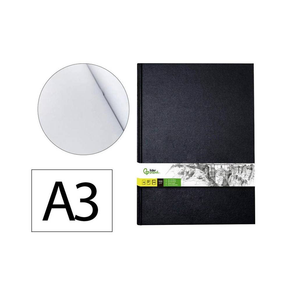 Bloc dibujo liderpapel esbozos encuadernado din a3 420x297 mm 100 hojas 100 gr m2 - DL16