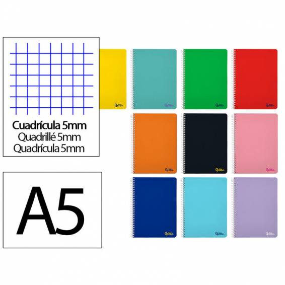 Cuaderno espiral liderpapel din a5 smart tapa blanda 80h 75gr cuadro 5mm con margen colores surtidos - BC05 Cuaderno espiral liderpapel din a5 smart tapa blanda 80h 75gr cuadro 5mm con margen colores surtidos - BC05