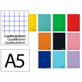Cuaderno espiral liderpapel din a5 smart tapa blanda 80h 75gr horizontal 8mm con margen colores surtidos - BC02