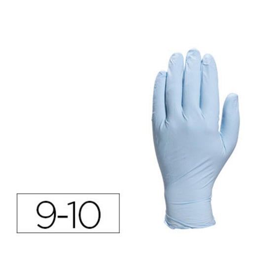 Guantes deltaplus de nitrilo desechable especial para trabajos de corta duracion caja de 100 talla 9-10