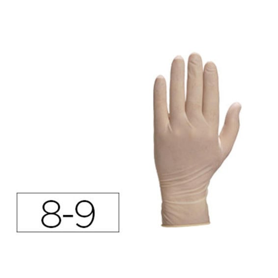 Guantes deltaplus de latex desechable especial para trabajos de corta duracion caja de 100 talla 8-9