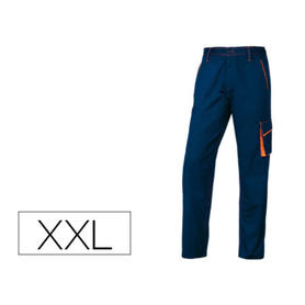 Pantalon de trabajo deltaplus cintura ajustable 5 bolsillos color azul naranja talla xxl