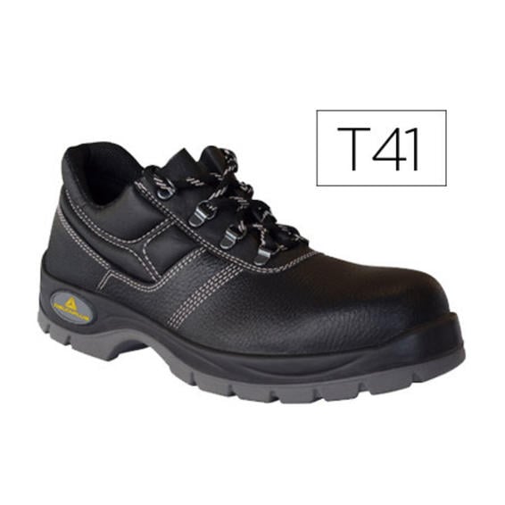 Zapatos de seguridad deltaplus de piel crupon grabada con forro absorbente y plantilla de latex color negro talla 41