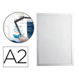 Marco porta anuncios durable magnetico din a2 dorso adhesivo removible color plata 639x465 mm