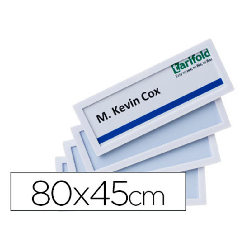Marco identificacion tarifold adhesivo 80x45 mm blanco pack de 4 unidades