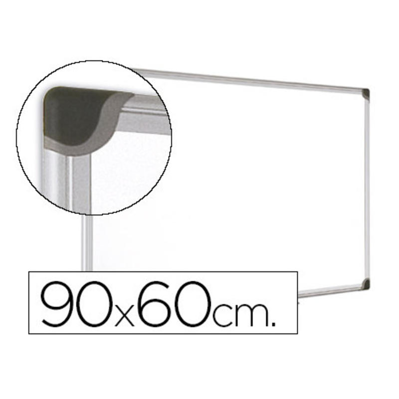 Pizarra blanca q-connect cristal magnetica marco aluminio 90x60 cm