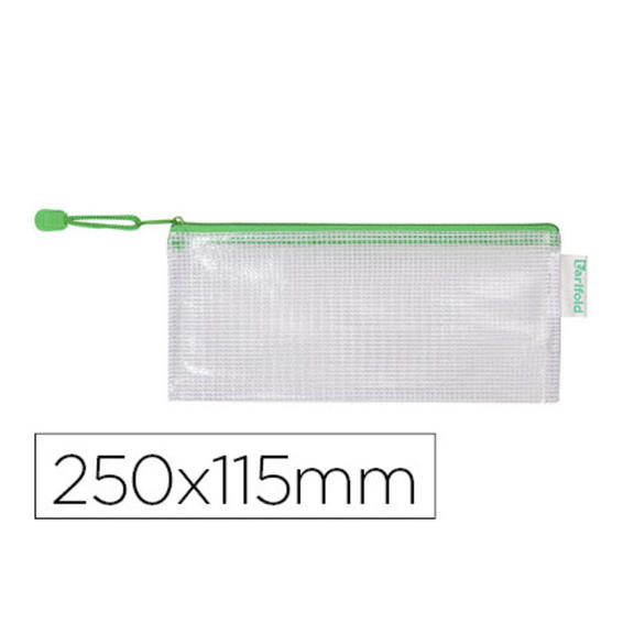 Bolsa multiusos tarifold pvc 250x115 mm apertura superior con cremallera portaboligrafo y correa color verde