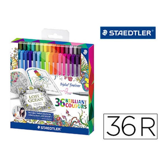 Rotuladores staedtler triplus fineliners edicion johanna basford estuche plastico de 36 colores