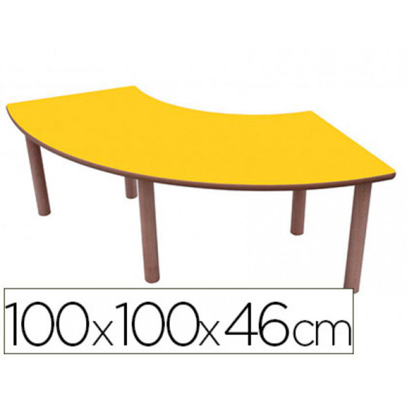 Mesa madera mobeduc t1 1/4 de aro con tapa laminada haya/blanco