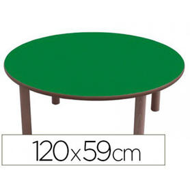 Mesa redonda mobeduc t3 tapa en laminado y mdf patas en madera de haya diametro 120 cm talla 0-3