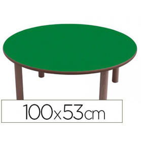 Mesa redonda mobeduc t2 tapa en laminado y mdf patas en madera de haya diametro 100 cm talla 0-3
